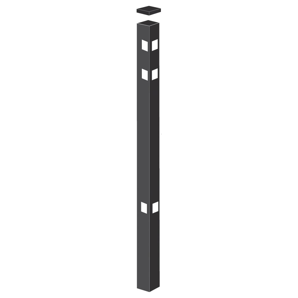 Freedom New Haven 5-ft H x 2-in W Black Aluminum Spaced Picket Flat-top Decorative Corner Fence Post