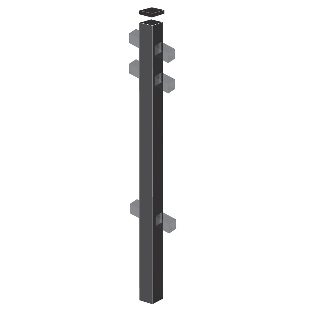 Freedom New Haven 5-ft H x 2-in W Back Aluminum Spaced Picket Flat-top Decorative Line Fence Post