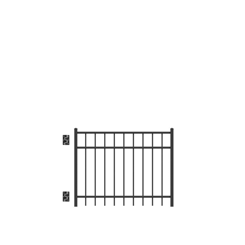 Freedom New Haven 3-ft H x 4-ft W Black Aluminum Spaced Picket Flat-top Decorative Fence Gate