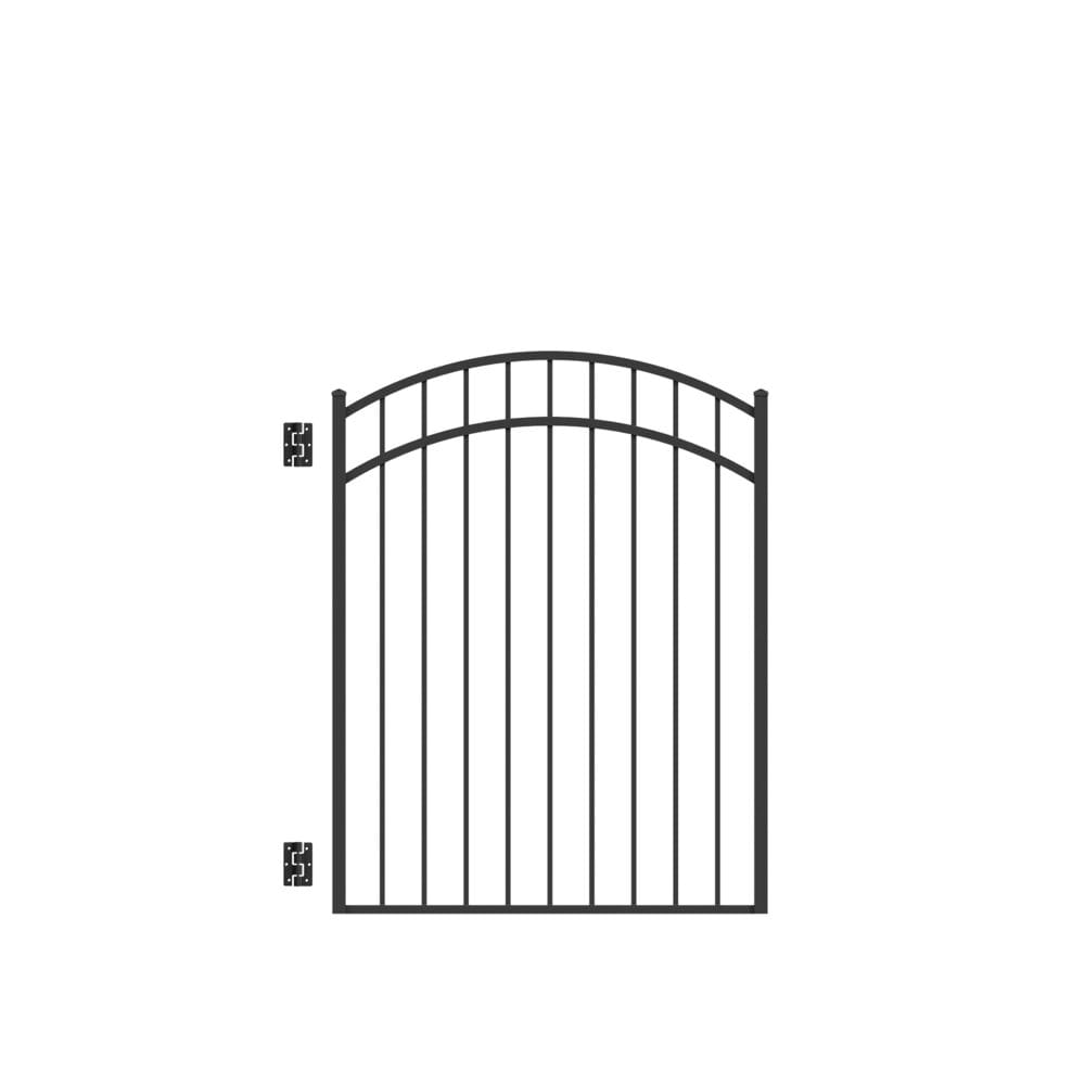 Freedom New Haven 4-1/2-ft H x 4-ft W Black Aluminum Spaced Picket Flat-top Decorative Fence Gate