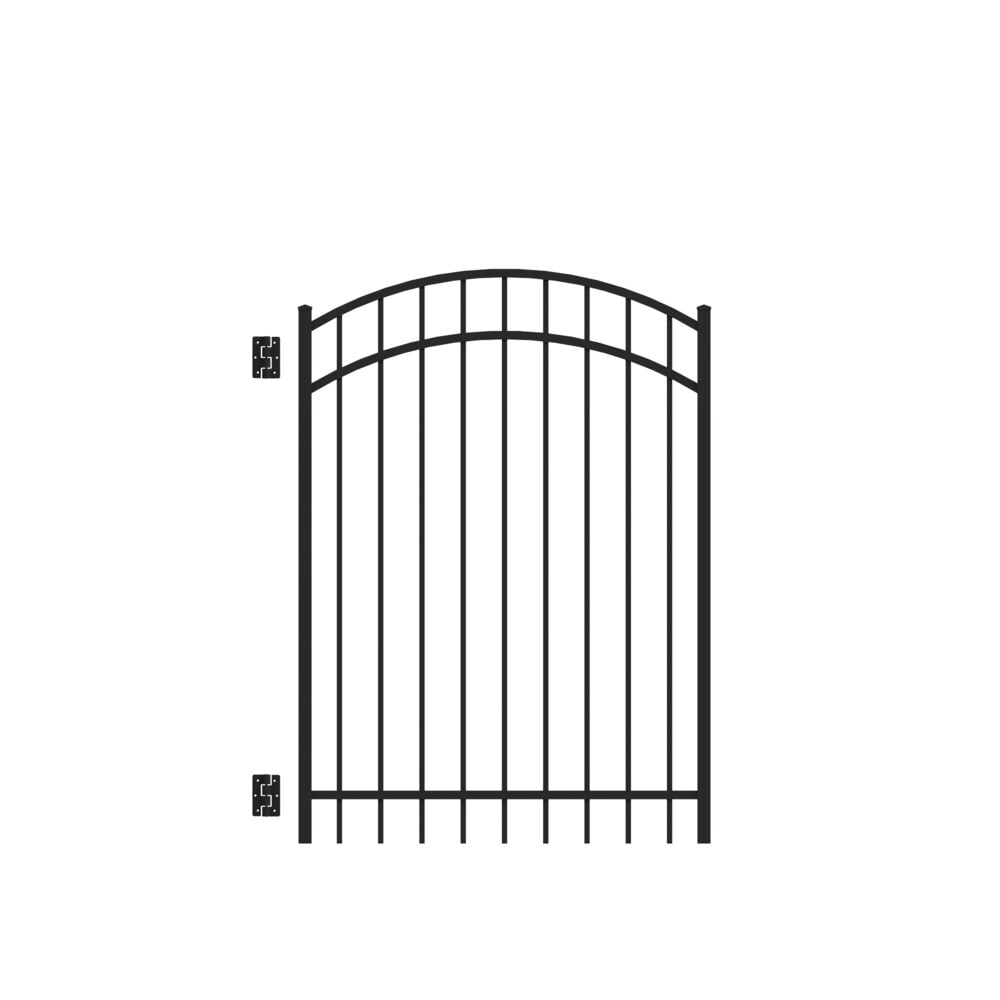 Freedom New Haven 5-ft H x 4-ft W Black Aluminum Spaced Picket Flat-top Decorative Fence Gate