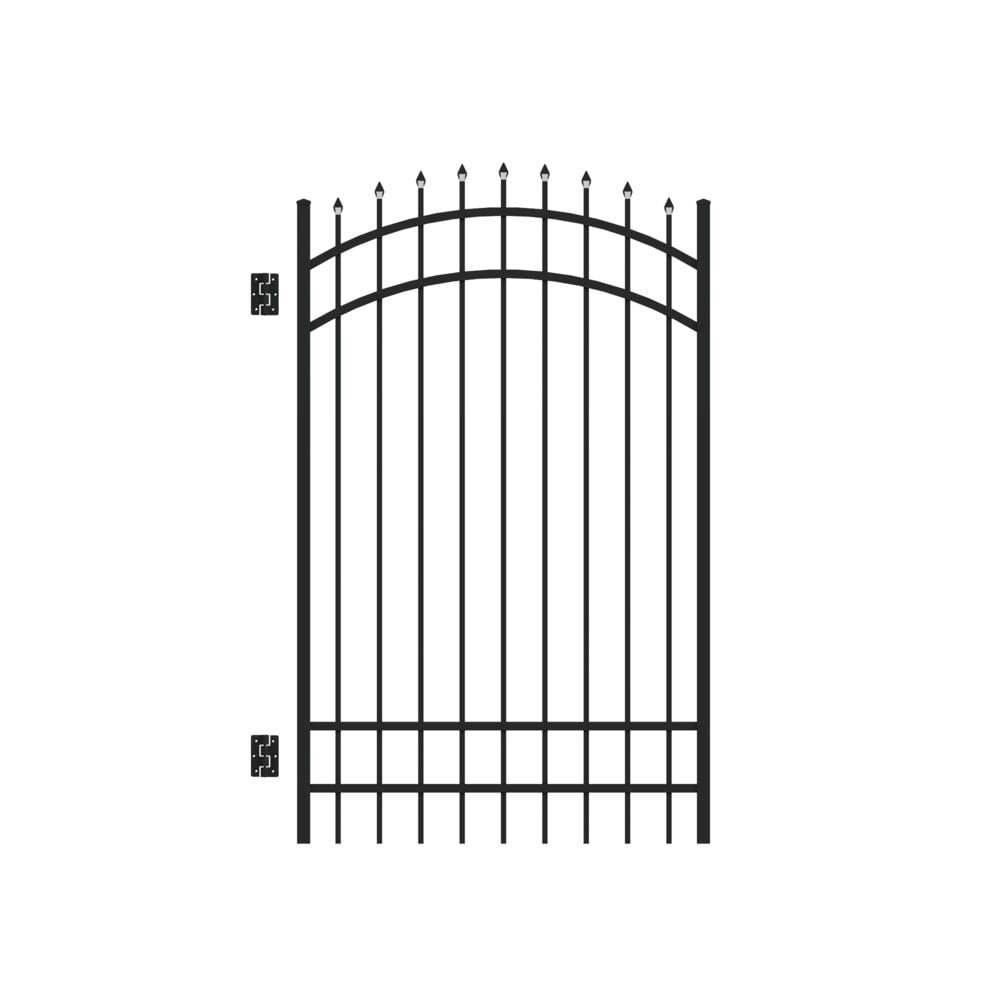 Freedom Providence 6-ft H x 4-ft W Black Aluminum Spaced Picket Pressed-point Decorative Fence Gate
