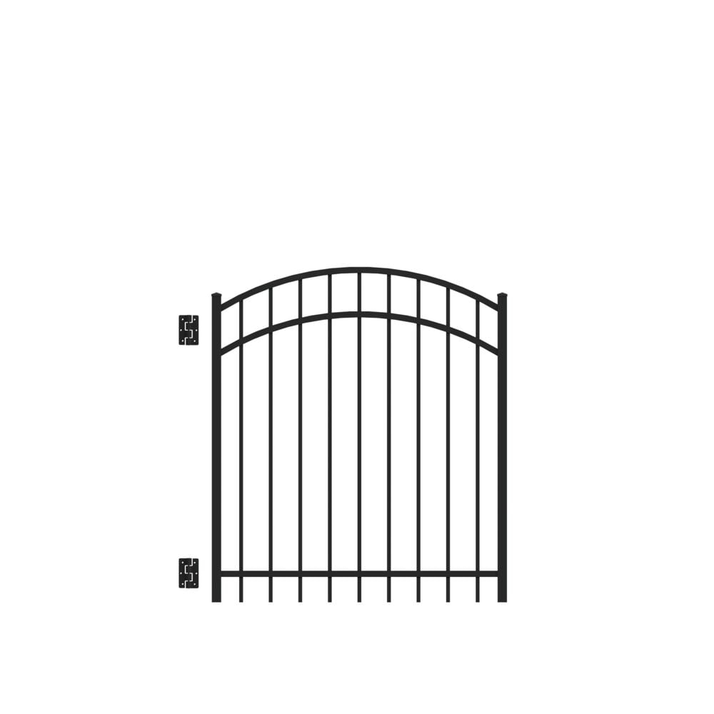 Freedom New Haven 4-ft H x 4-ft W Black Aluminum Spaced Picket Decorative Walk-thru Fence Gate