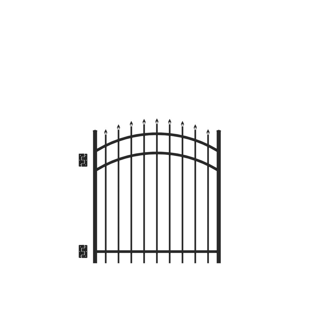 Freedom Providence 4-ft H x 4-ft W Black Aluminum Spaced Picket Pressed-point Decorative Fence Gate