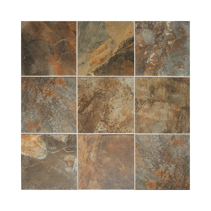 American Olean Kendal Slate 15-Pack Carlisle Black 12-in x 12-in Glazed Porcelain Stone Look Floor and Wall Tile