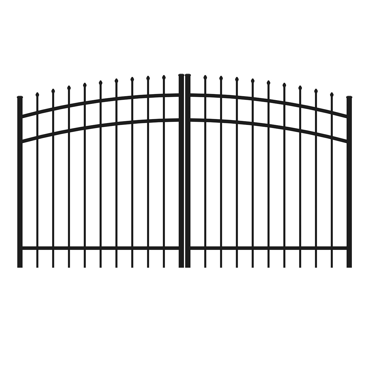 Ironcraft Orleans 4-ft H x 8-ft W Black Powder-coated Aluminum Spaced Picket Pressed-point Yard Fence Gate