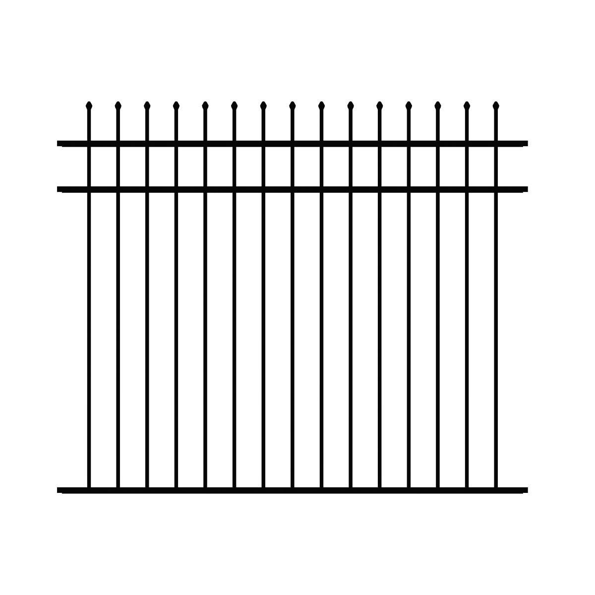 Ironcraft Orleans 6-ft W Black Powder-coated Aluminum Split Rail Pressed-point Yard Fence Panel