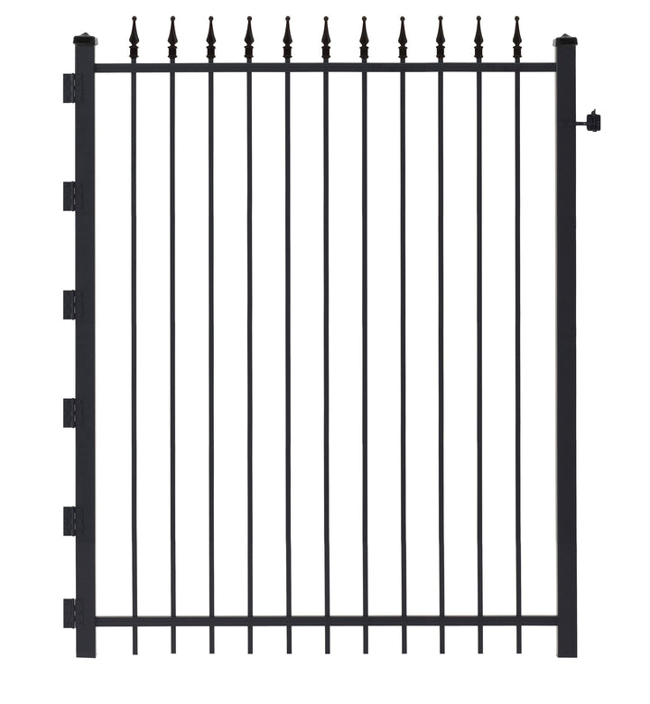 Gilpin 6-ft H x 4-ft W Black Steel Decorative Metal Straight-top Decorative Standard Fence Gate