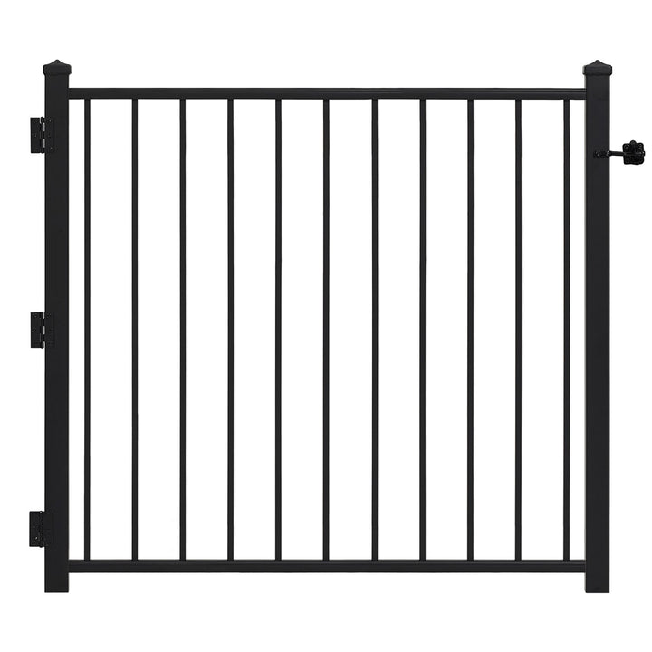 Gilpin 3-ft H x 4-ft W Black Steel Decorative Metal Straight-top Decorative Standard Fence Gate