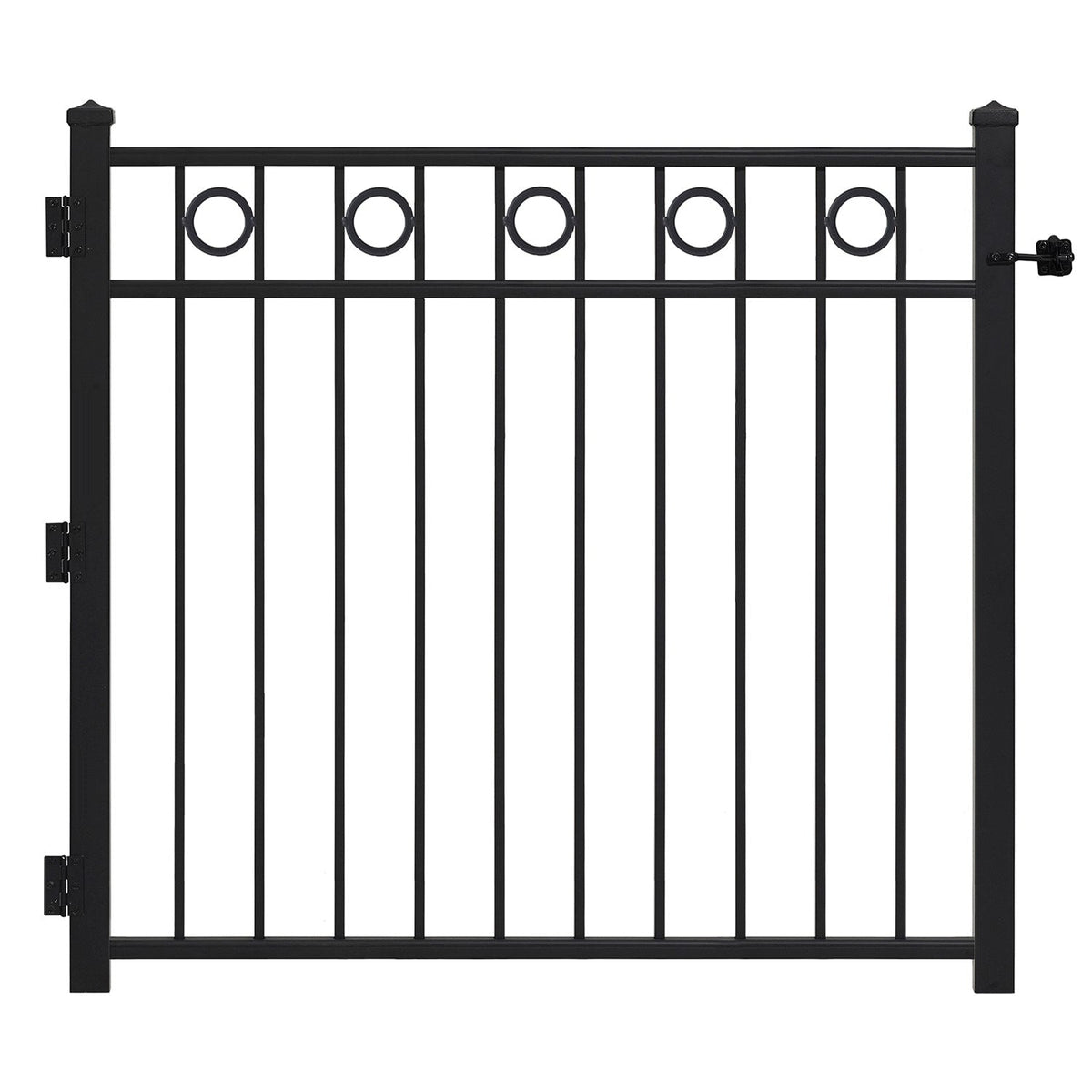 Gilpin 4-ft H x 4-ft W Black Steel Decorative Metal Straight-top Decorative Standard Fence Gate