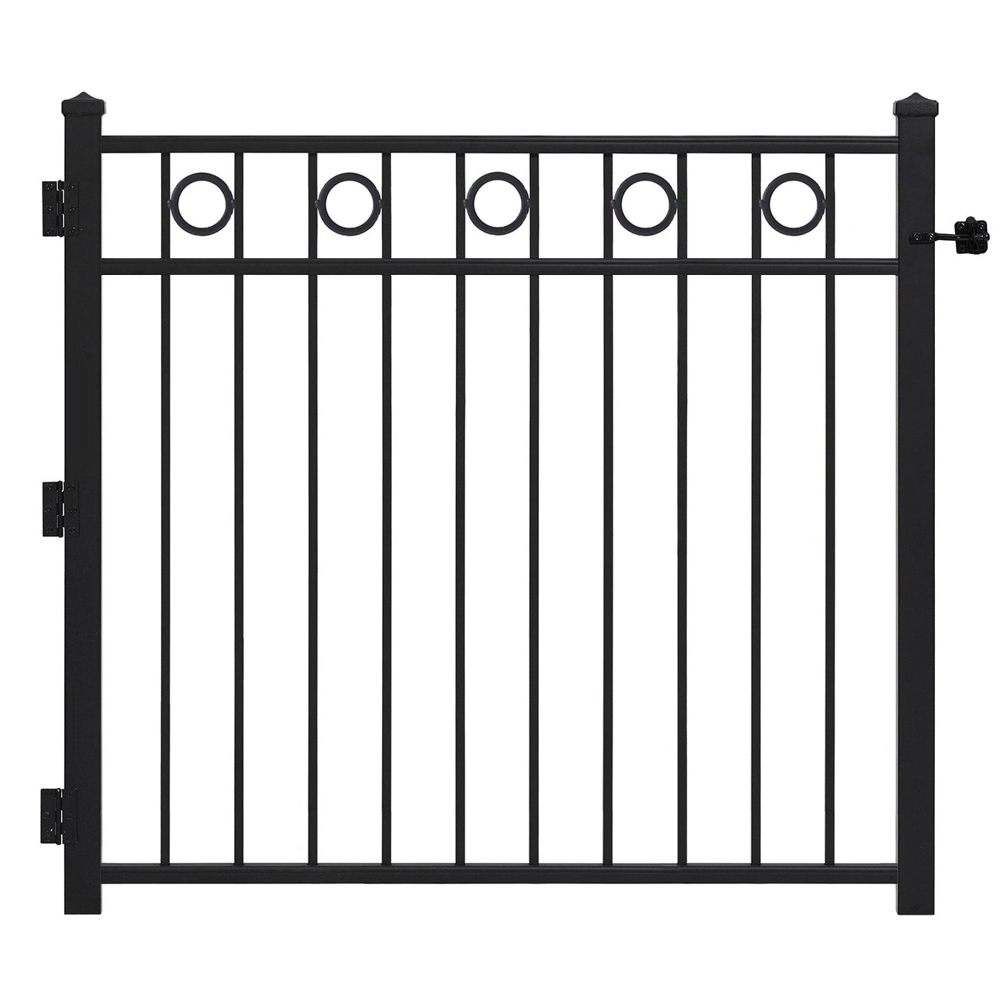 Gilpin 4-ft H x 4-ft W Black Steel Decorative Metal Straight-top Decorative Standard Fence Gate