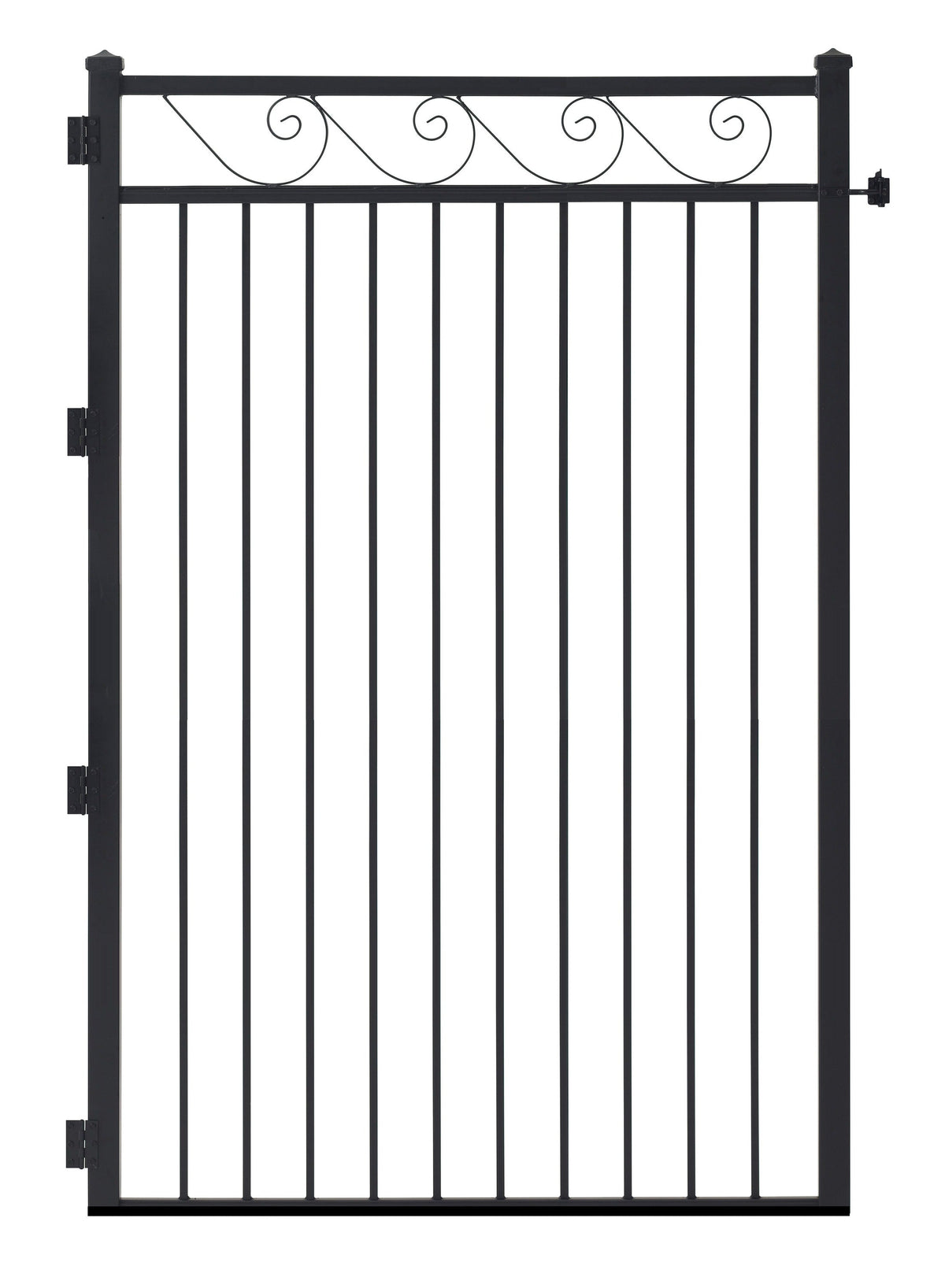 Gilpin 6-ft H x 4-ft W Black Steel Decorative Metal Straight-top Decorative Standard Fence Gate