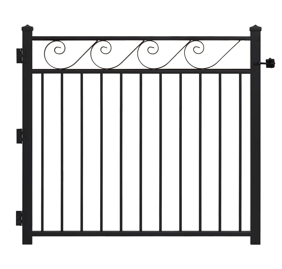 Gilpin 4-ft H x 47-in W Black Steel Decorative Metal Straight-top Decorative Standard Fence Gate