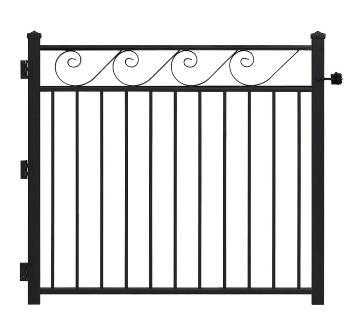 Gilpin 4-ft H x 47-in W Black Steel Decorative Metal Straight-top Decorative Standard Fence Gate