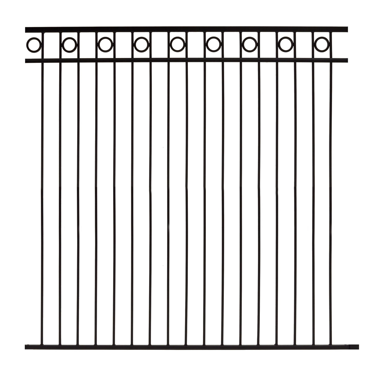 Gilpin 6-ft H x 6-ft W Black Steel Spaced Picket Flat-top Decorative Fence Panel