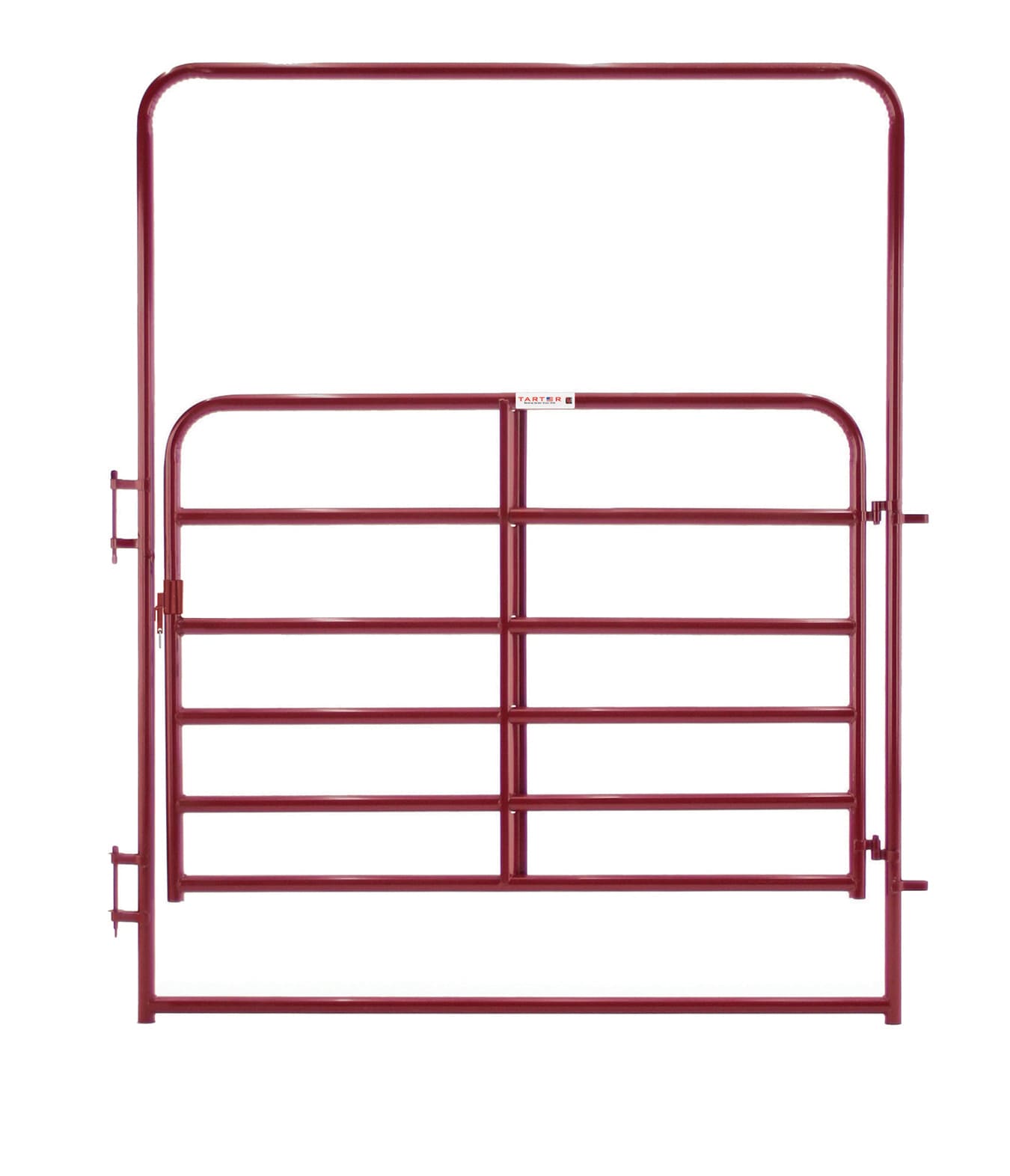 Tarter 8-ft H x 6-ft W Red E-coat Steel Round Flat-top Farm Fence Gate
