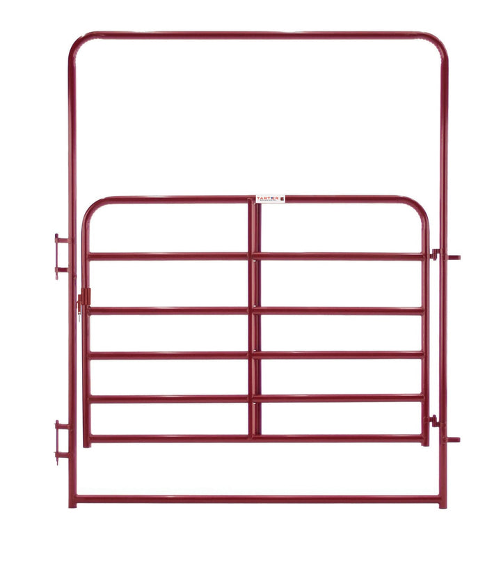 Tarter 8-ft H x 6-ft W Red E-coat Steel Round Flat-top Farm Fence Gate