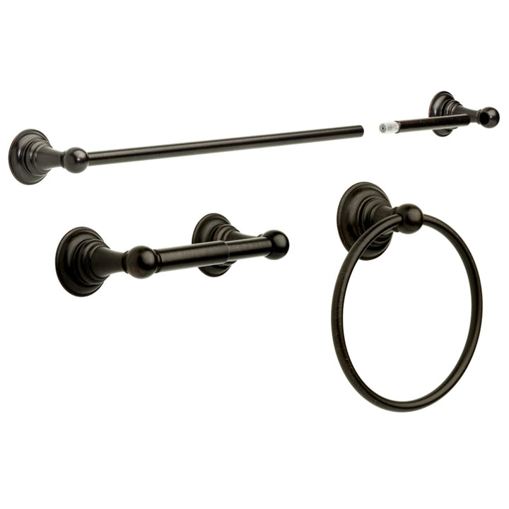 Delta Providence 3-Piece Decorative Bathroom Hardware Set, Venetian Bronze (Towel Bar 18–24 in, TP Holder, Towel Ring)