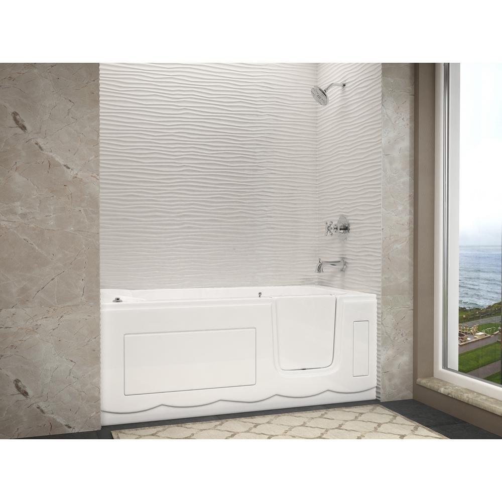 Nova Heated Step-In 5 ft. Walk-In Whirlpool Bathtub in White with Chrome Trim - Super Arbor