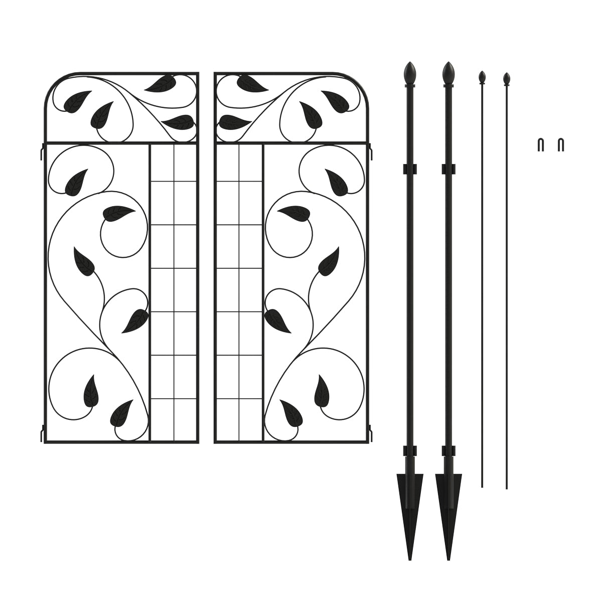 YARDLINK 4-ft H x 3-ft W Black Powder-coated Steel Decorative Metal Flat-top No Dig Decorative Fence Gate