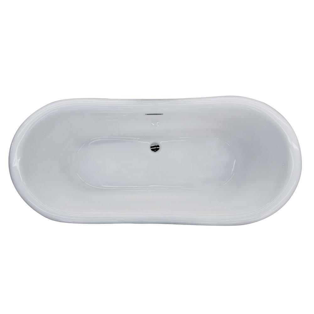Ruby 5.9 ft. Acrylic Flatbottom Non-Whirlpool Bathtub in White - Super Arbor