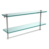 22 in. L  x 12 in. H  x 5 in. W 2-Tier Clear Glass Bathroom Shelf with Towel Bar in Oil Rubbed Bronze - Super Arbor