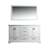 Newport 60 in. W x 22 in. D Vanity in White with Marble Vanity Top in Carrara White and Mirror - Super Arbor