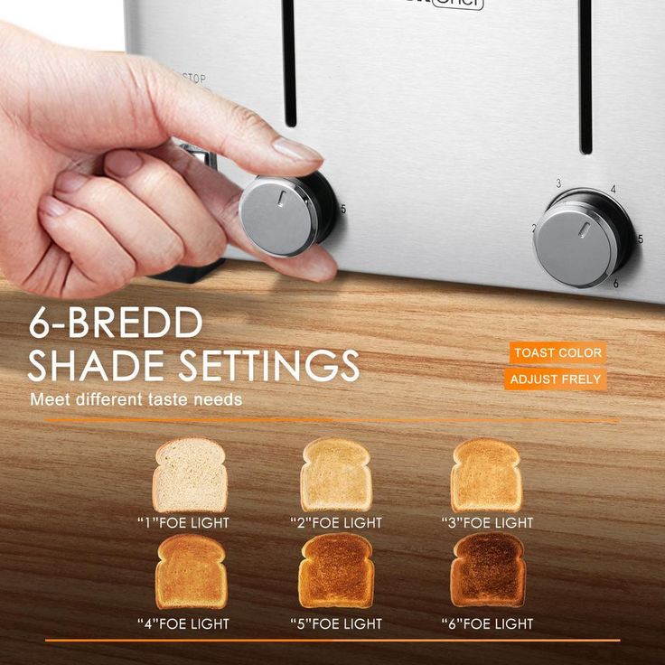 1500 W 4-Slice Silver Wide Slot Toaster with 6 Bread Shade Settings and Removable Crumb Tray
