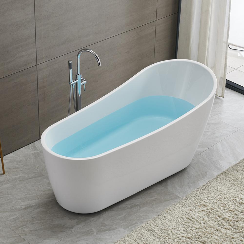 Colombes 67 in. Acrylic Flatbottom Freestanding Bathtub in White - Super Arbor