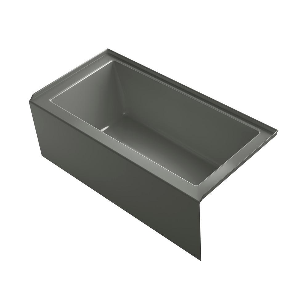 Underscore 60 in. Rectangular Alcove left Drain Bathtub in Ice Grey - Super Arbor