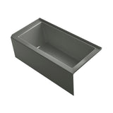 Underscore 60 in. Rectangular Alcove left Drain Bathtub in Ice Grey - Super Arbor