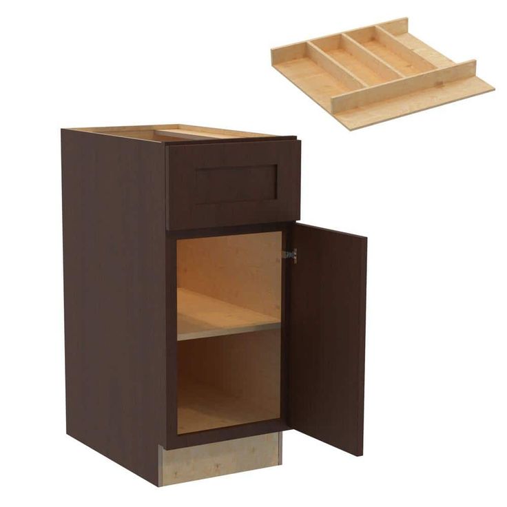 Home Decorators Collection Newport 15 in. W x 24 in. D x 34.5 in. H Assembled Plywood Base Kitchen Cabinet in Manganite with Utility Soft Close RH