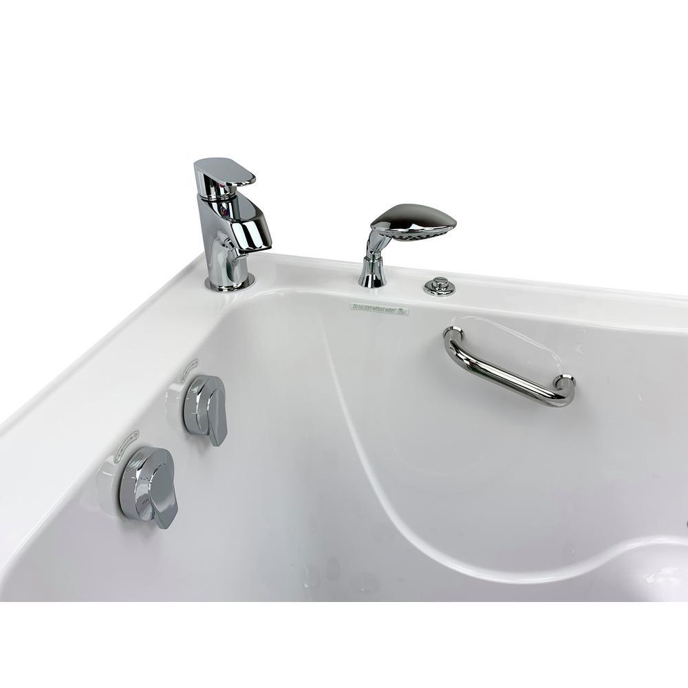 Royal 52 in. Acrylic Walk-In Whirlpool Bathtub in White with Left Door, 2-Piece Fast Fill Faucet and 2 in. Dual Drain - Super Arbor