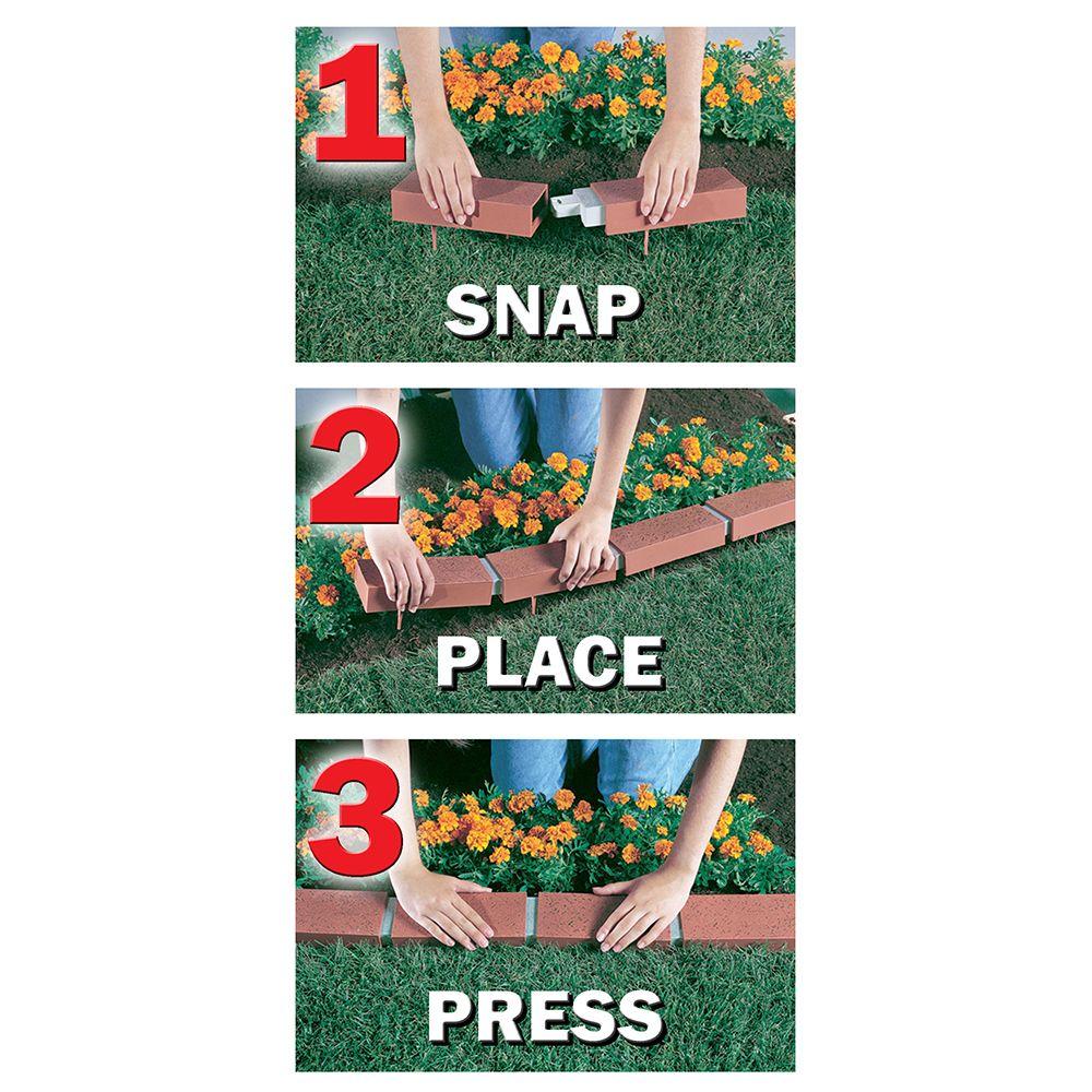 Argee 20 ft. Decorative Plastic Brick Edging with 4 Solar Lighted Bricks