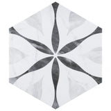 Merola Tile Classico Bardiglio Hexagon Flower 7 in. x 8 in. Porcelain Floor and Wall Tile (7.67 sq. ft. / case)