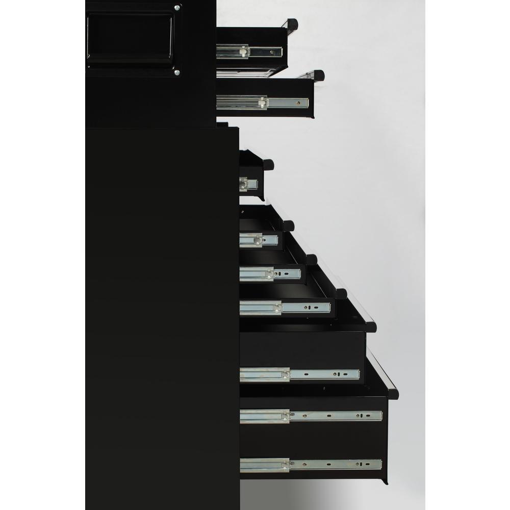 61 in. W 10-Drawer 1-Door Combination Tool Chest and Rolling Cabinet Set in Gloss Black
