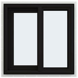 JELD-WEN FiniShield V-4500 23-1/2-in x 23-1/2-in x 3-in Jamb Left-operable Vinyl Black Sliding Window Full Screen Included