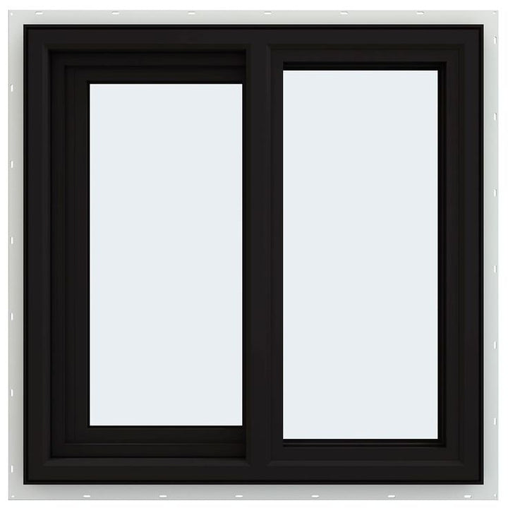JELD-WEN FiniShield V-4500 23-1/2-in x 23-1/2-in x 3-in Jamb Left-operable Vinyl Black Sliding Window Full Screen Included