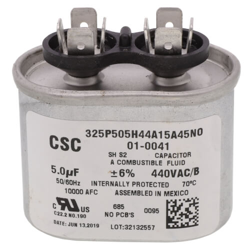 Nordyne 01-0041 capacitor - front view (Voltage: 440v; Product Type: Capacitor)
