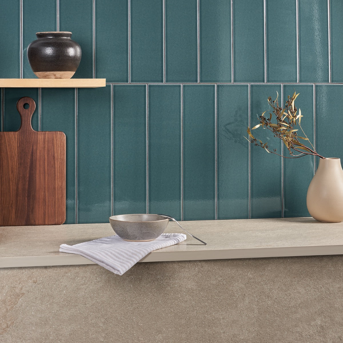 Colorplay Emerald Green 4.5x18 Crackled Glossy Ceramic Tile by Lux Tile