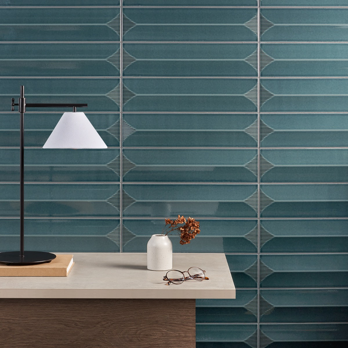 Colorplay Inflex Emerald Green 4.5x18 3D Glossy Crackled Ceramic Tile