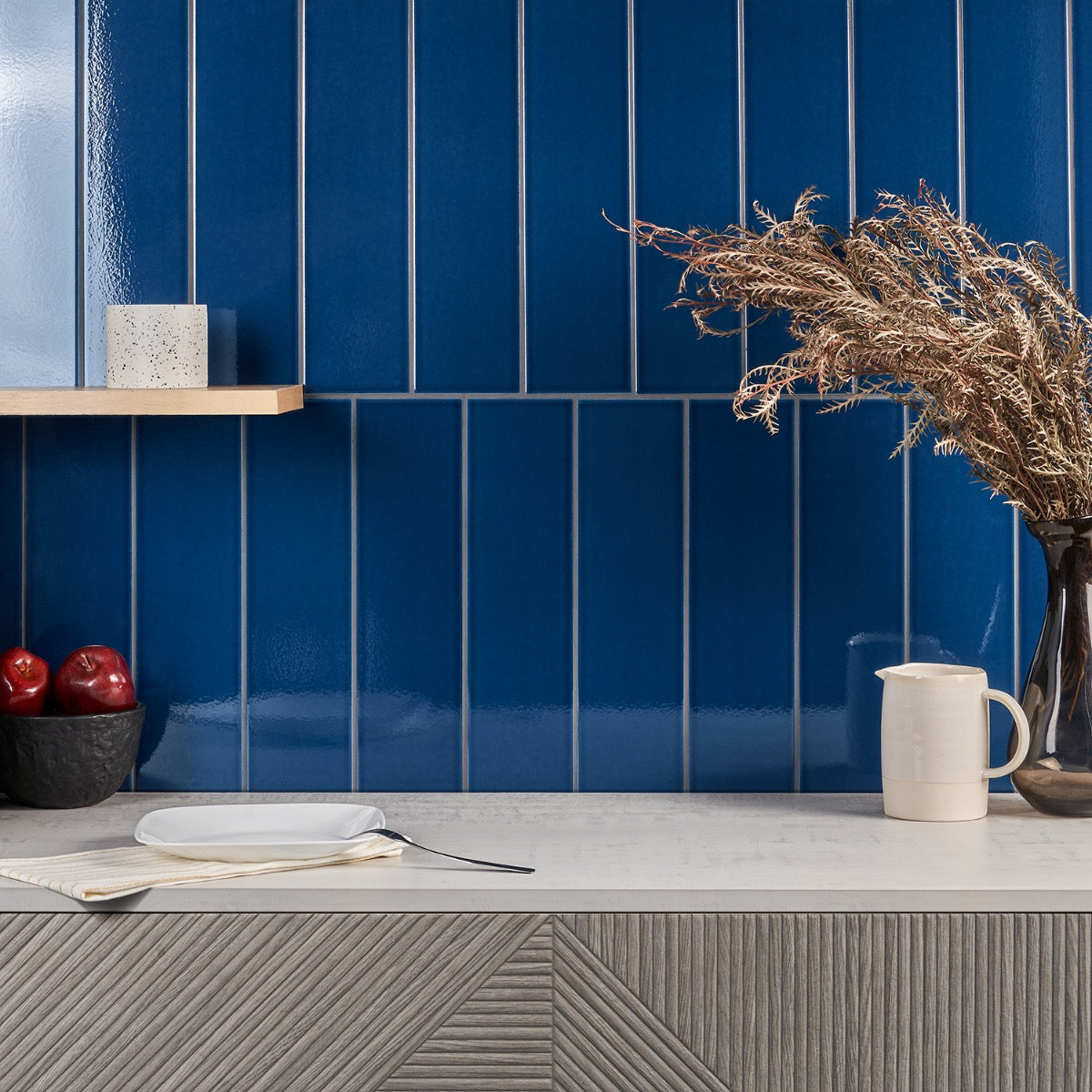 Colorplay Nautical Blue 4.5x18 Crackled Glossy Ceramic Tile by Lux Tile
