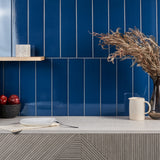 Colorplay Nautical Blue 4.5x18 Crackled Glossy Ceramic Tile by Lux Tile