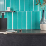 Colorplay Teal Green 4.5x18 Crackled Glossy Ceramic Tile by Lux Tile