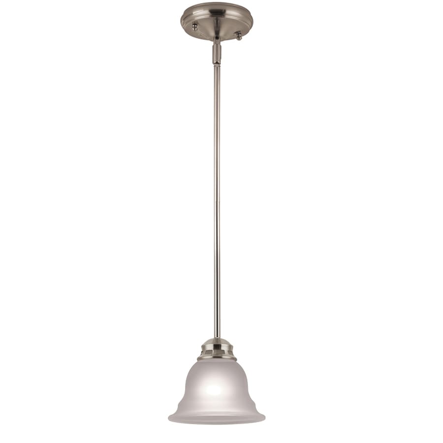 Project Source Fallsbrook Brushed Nickel Traditional Etched Glass Bell Pendant Light, 6.89-in W x 45.57-in H