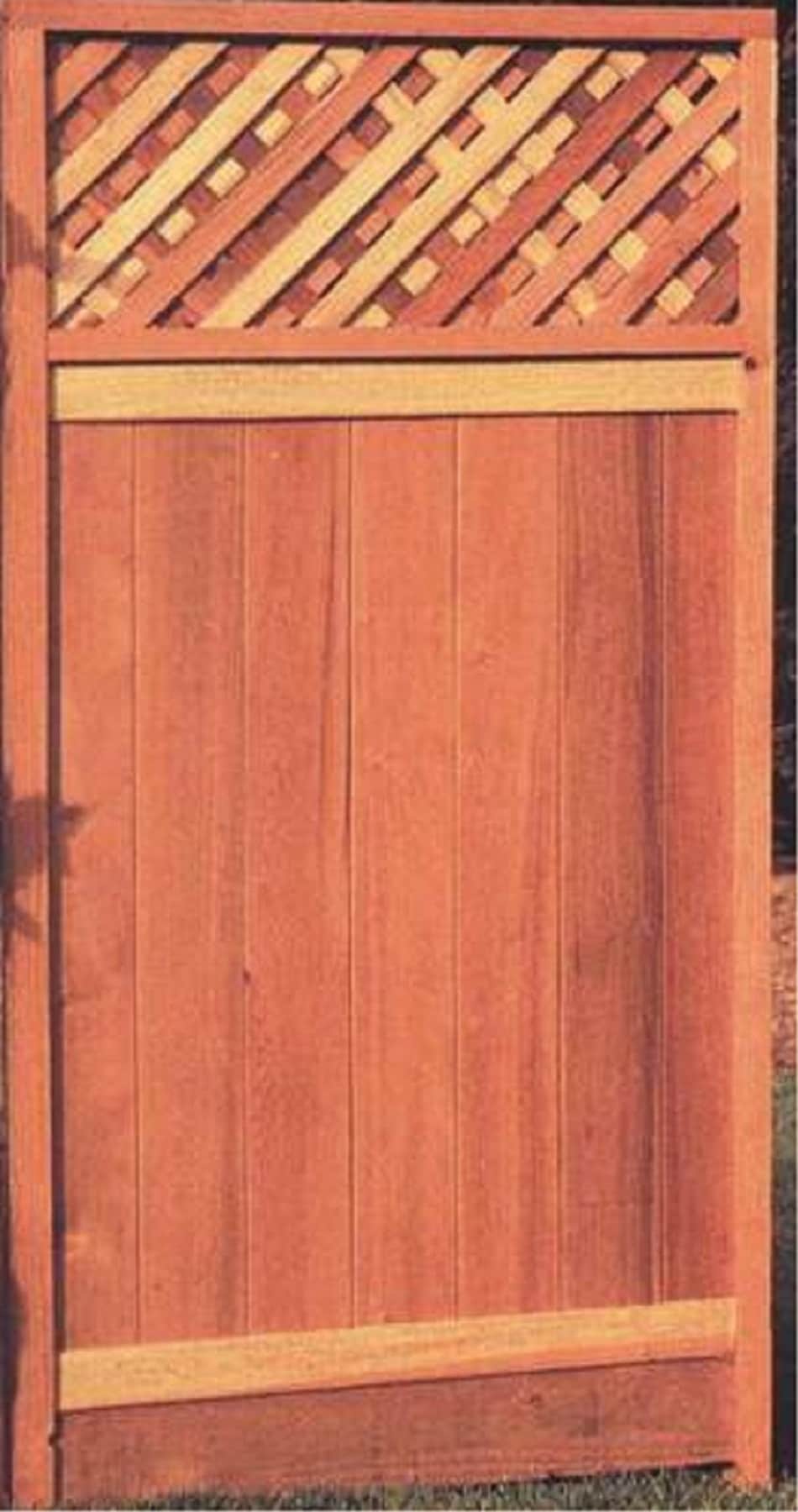 6-ft x 3-ft Natural Redwood Lattice-top Privacy Wood Fence Gate