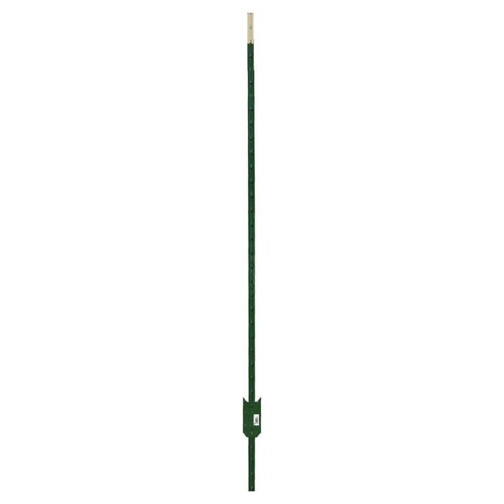 Everbilt 1-3/4 in. x 3-1/2 in. x 8 ft. Green Steel Fence T-Post with Anchor Plate