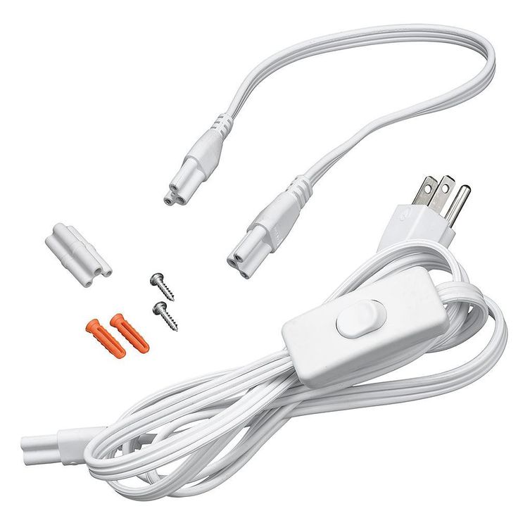 Plug In or Direct Wire Power Connection 2 ft. White 4000K Integrated LED Strip Light (with power cord and linking cord)