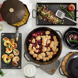 Cast Iron Collection 12 in. Cast Iron Skillet in Black with Lid