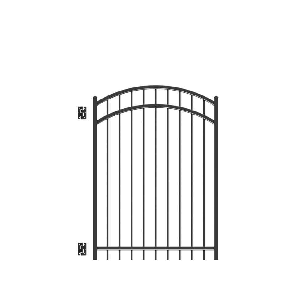 Freedom New Haven 5-ft H x 4-ft W Black Aluminum Spaced Picket Flat-top Decorative Fence Gate